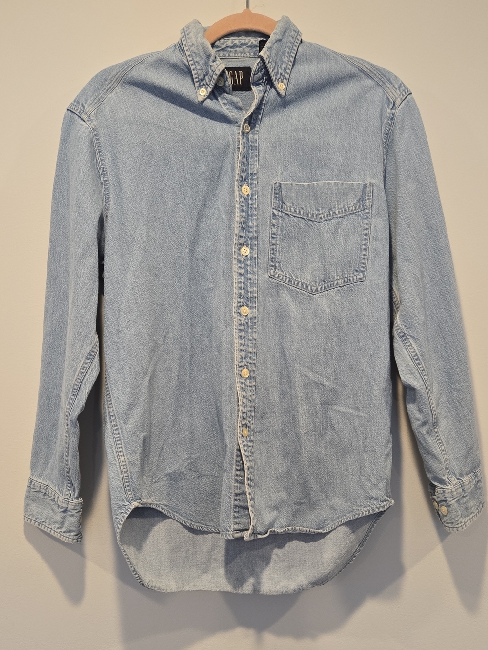 Vintage Gap Denim Shirt 90s Light Wash Button Down Women's XS